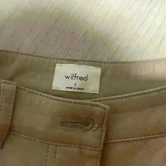 WILFRED Aritzia  Melina Pant high-waisted Vegan Leather Straight Leg Tan size 2 - Picture 7 of 7